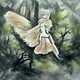 Angel Fairy Flying In The Forest Among the Woods
