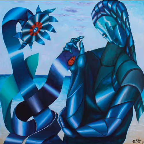 Franco Paletta, La Coccinella 1977,  acrilico su tela h. 100x100cm