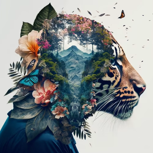 DOUBLE EXPOSURE - ANIMALS - old