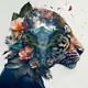DOUBLE EXPOSURE - ANIMALS - old