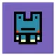 pixel art of a moving blue frog. - old