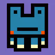 blue pixel art frog - old