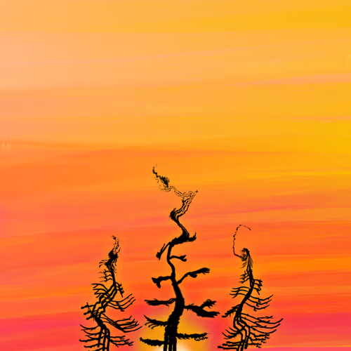 funky town trees doodle - old