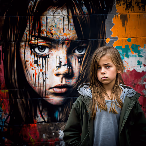 Girl and graffiti