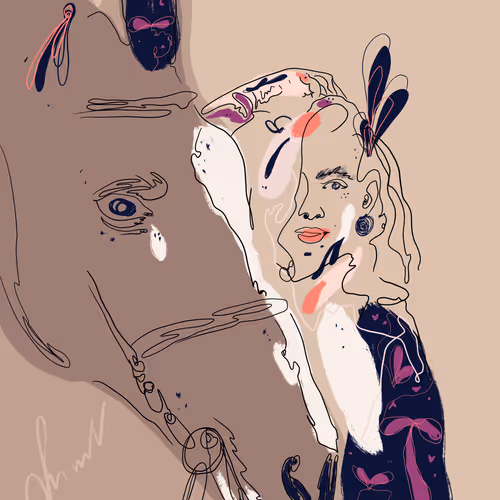 Girl and horse (collection of endless strings) - old