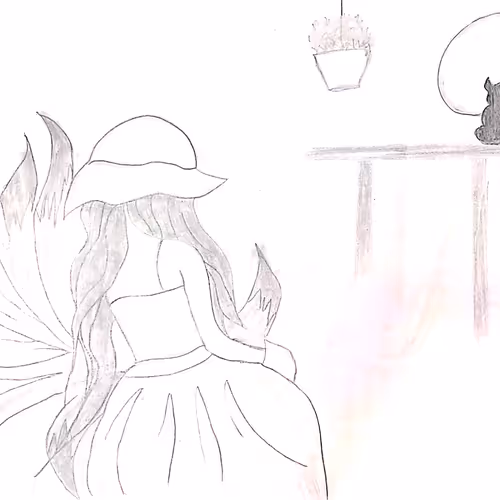 girl and moon - old