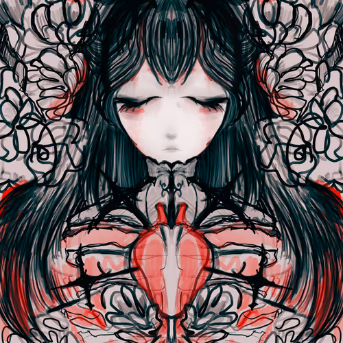 Girl and the flower - old