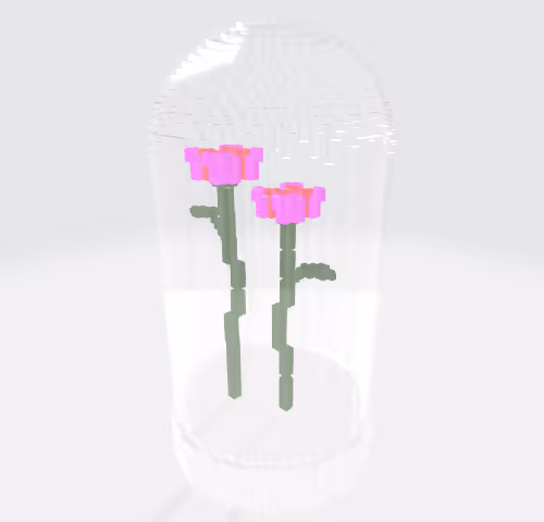 Flowers in a glass dome - old