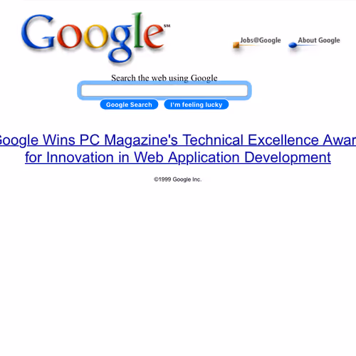 Google first archived page (November 29th, 1999) - old