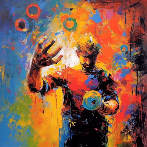 Graffiti art with vibrant ball.