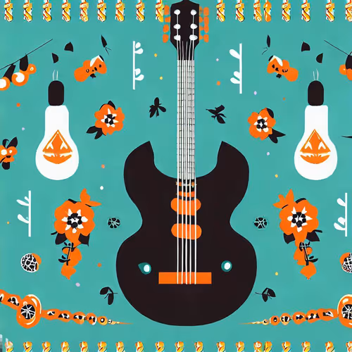 Guitar Surrounded By Mexican Ornamental Elements - Polygon