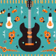 Guitar Surrounded By Mexican Ornamental Elements - Polygon