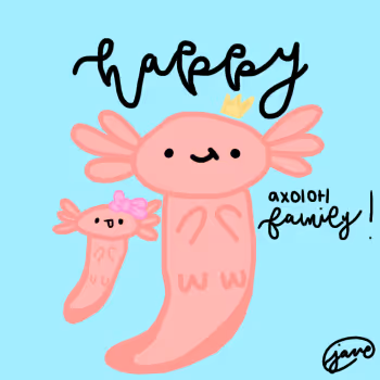Happy Axolotl Family