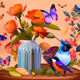 Nature's Effervescent Dances: Flowers, Butterflies and Birds in Harmonious Journey