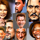 Humorous caricatures of famous actors.