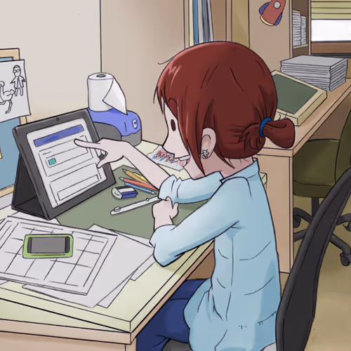 in the office alone