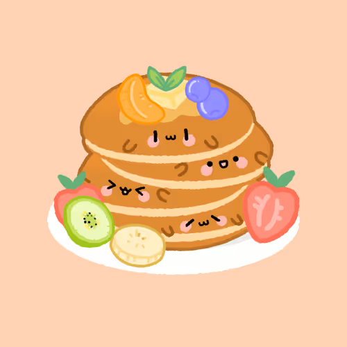 Kawaii Pancakes with cutie Fruity friends - old