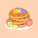 Kawaii Pancakes with cutie Fruity friends - old