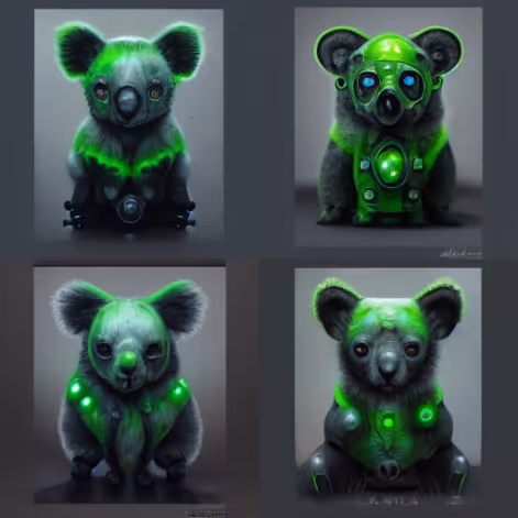 Koala and apes cyborg caracters