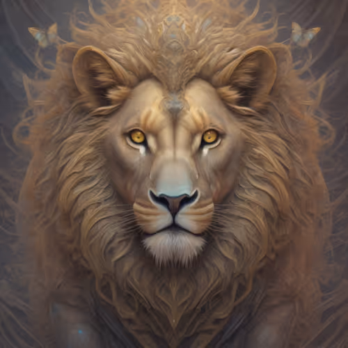 Lion And Butterfly Face