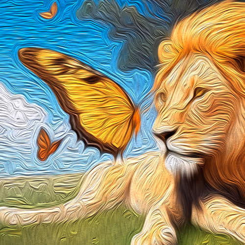 Lion and Butterfly