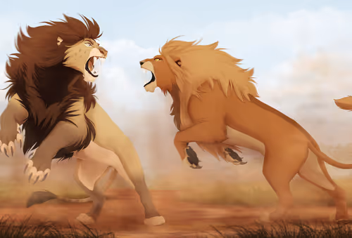 Lions Fighting