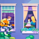 Love serenade at the window