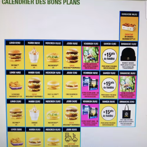 MCDO CALENDRIER BON PLAN MCDO