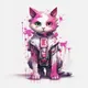 Colorful Watercolor Robot Cat