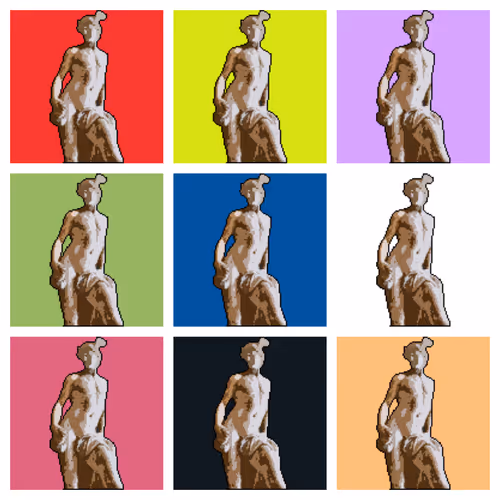 Mercury of the Trade Statue Pixel Art Collection