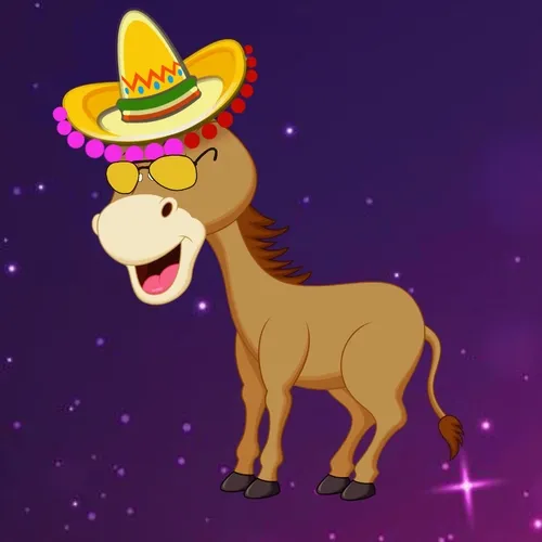 Miniature Donkey with a lit up Sombrero