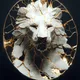Minimalist Kintsugi - White Lion  - Digital Sculpture in Marble and Gold
