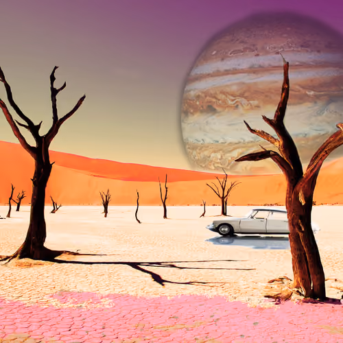 moon sunset in the desert