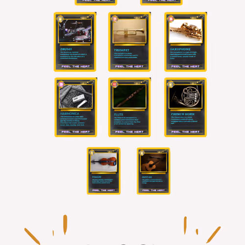 Musical instruments trading cards