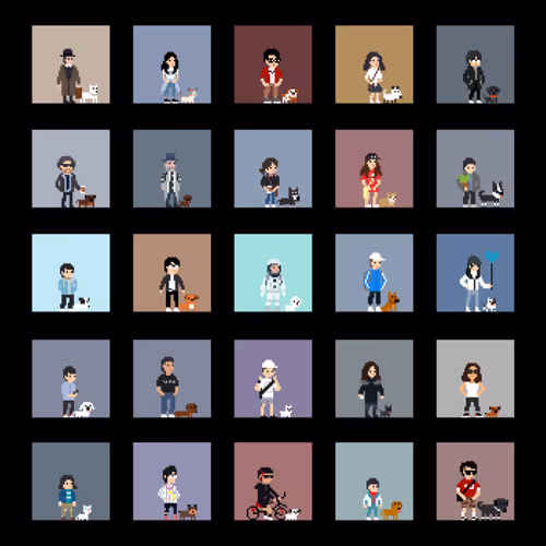 My 100 pixel partners and their pets