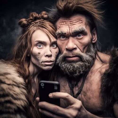Neanderthals taking selfie