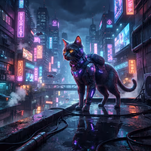 Neon Guardian Cat #001