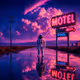 Neon horizon on desert road
