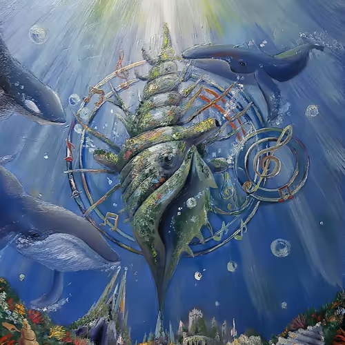 New world of the sea Summer greeting card - old