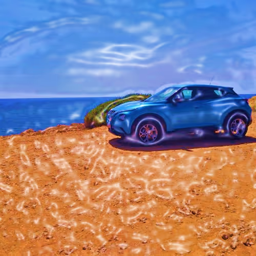 Nature adventures of a cute car