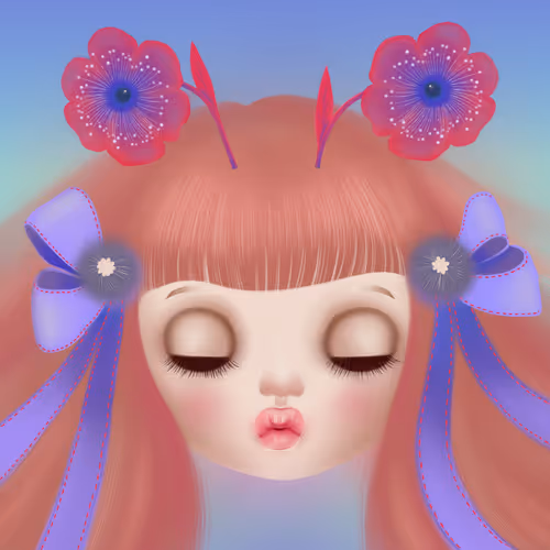 " little girl with mother's flowers " (Portraits) - old