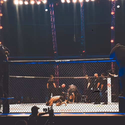 Official UFC candid Khabib Nurmagomedov retirement image.