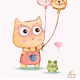 Owl Playing Balloon - old
