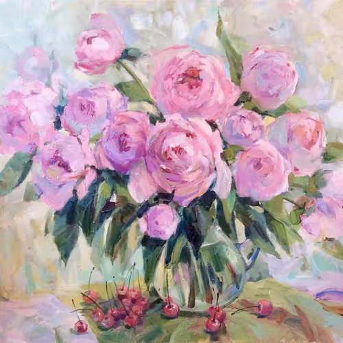 Flowers, canvas, oil