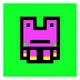 pixel art of a moving pink frog - old