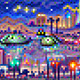 pixel art ufo's over las vegas