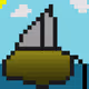 pixel boat and fishes