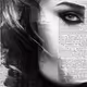 Portrait of a beautiful caucasian girl painted on a newspaper black and white