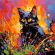 Vibrant Black Cat in Pop Field