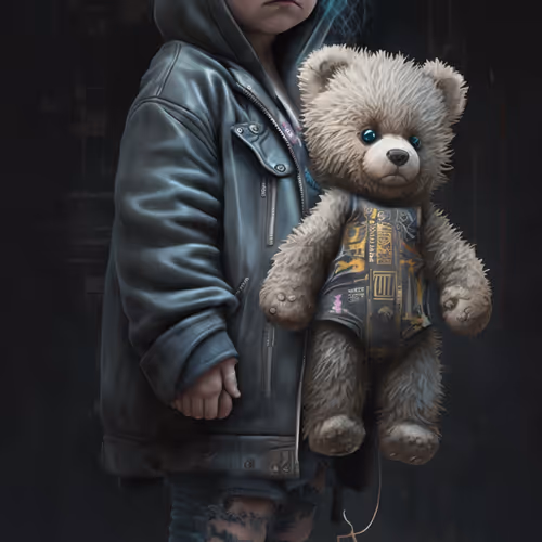 Punk girl with her bear
